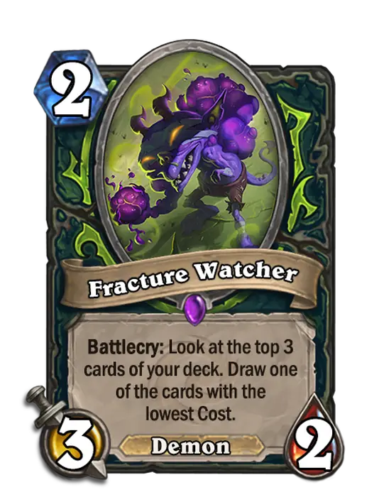 Fracture Watcher, a 2-cost Demon Hunter minion.