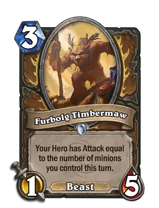 Furbolg Timbermaw, a 3-cost Druid minion.