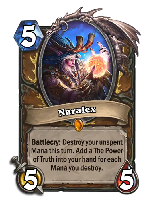 Naralex, a 5-cost Druid minion.