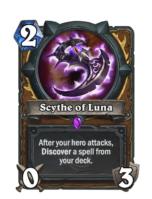 Scythe of Luna, a 2-cost Druid weapon.
