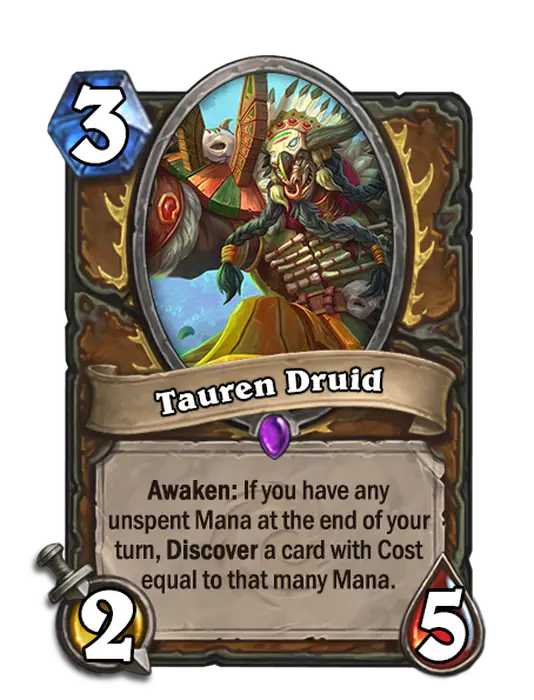 Tauren Druid, a 3-cost Druid minion.
