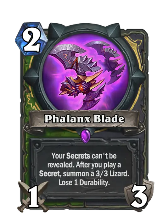 Phalanx Blade, a 2-cost Hunter and Rogue weapon.