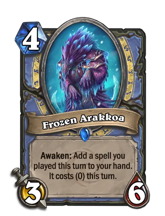 Frozen Arakkoa, a 4-cost Mage minion.