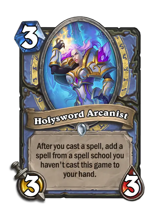 Holysword Arcanist, a 3-cost Mage minion.