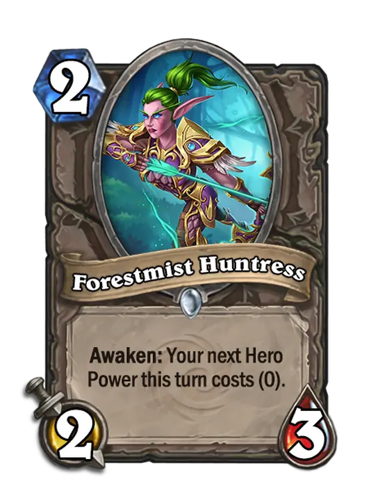 Forestmist Huntress, a 2-cost neutral minion.