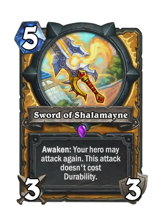 Sword of Shalamayne, a 5-cost Paladin weapon.