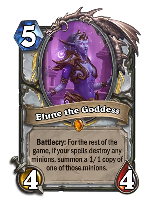 Elune the Goddess, a 5-cost Priest minion.