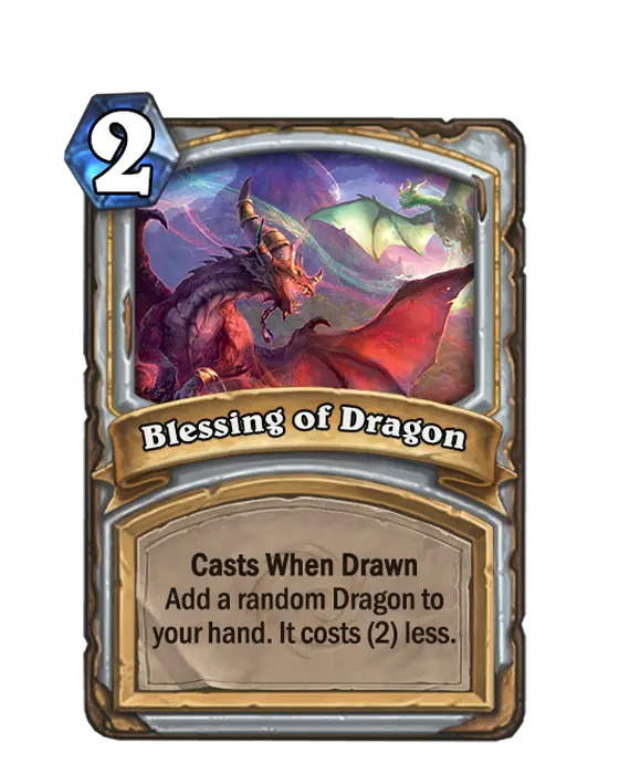 Blessing of Dragon, the spell Blessed Priest shuffles into your deck.