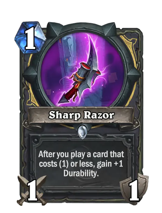 Sharp Razor, a 1-cost Rogue weapon.