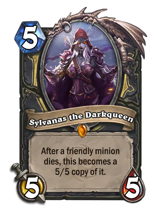 Sylvanas the Darkqueen, a 5-cost Rogue minion.