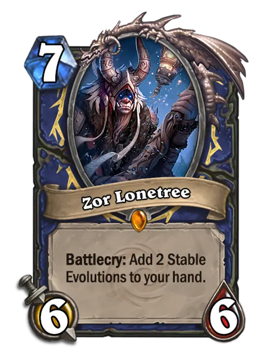 Zor Lonetree, a 7-cost Shaman minion.