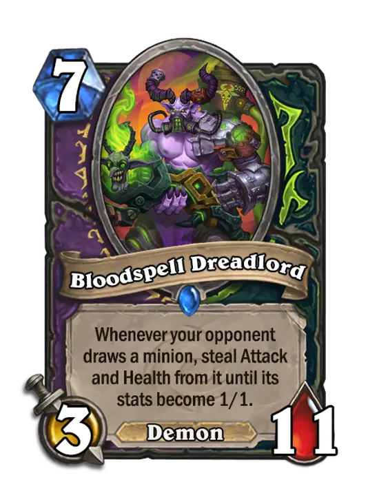 Bloodspell Dreadlord, a 7-cost Warlock and Demon Hunter minion.