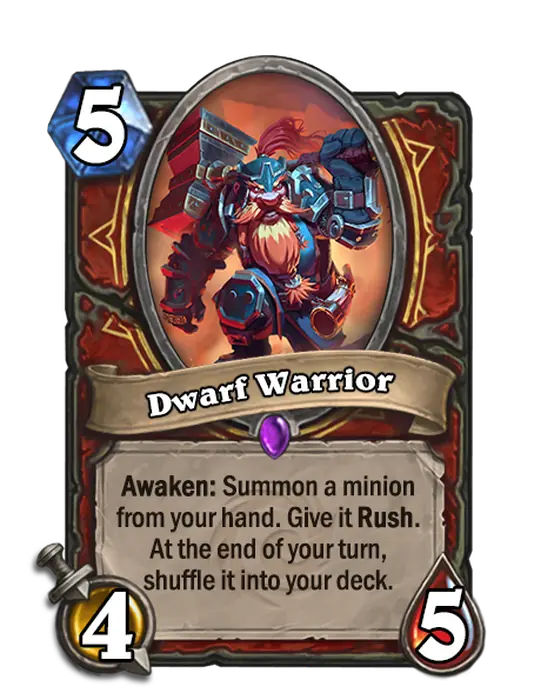 Dwarf Warrior, a 5-cost Warrior minion.