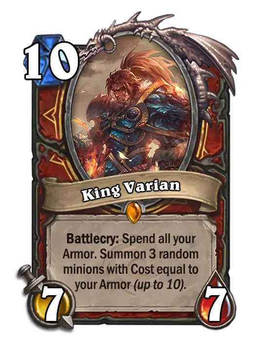 King Varian, a 10-cost Warrior minion.