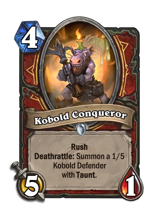 Kobold Conqueror, a 4-cost Warrior minion.