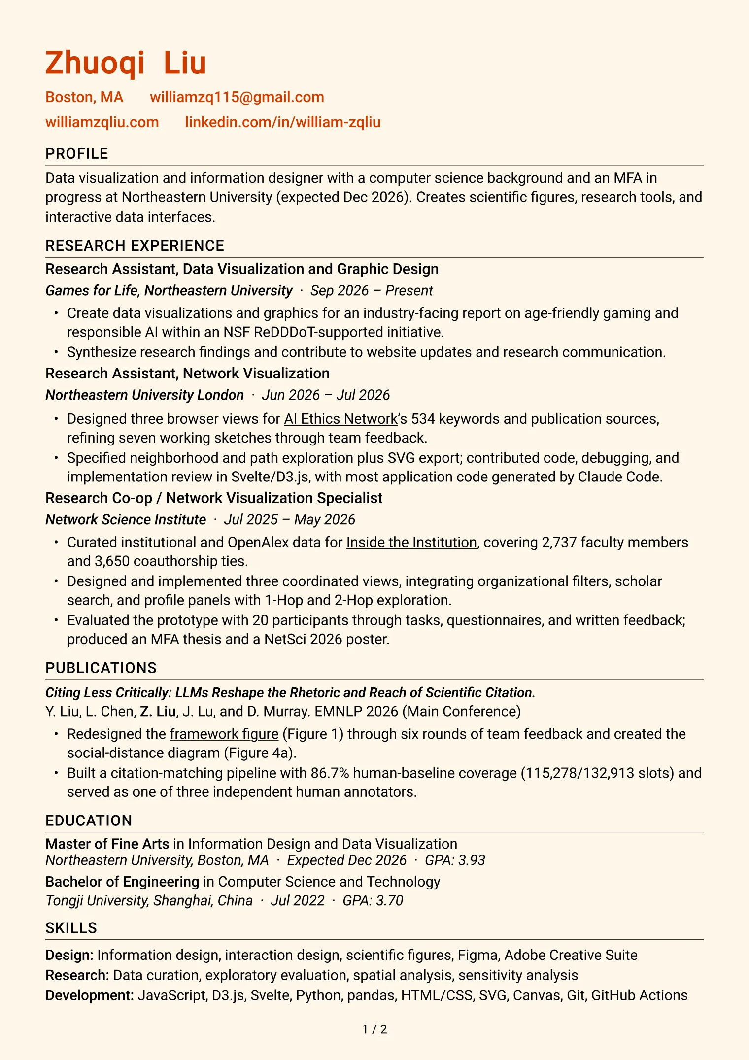 Resume, page 1 of 2